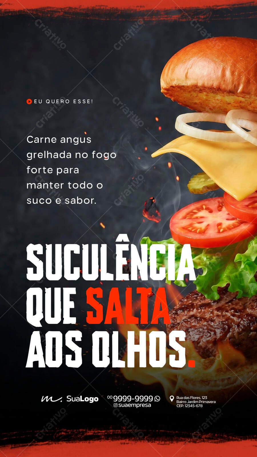 Story Instagram Hamburgueria Gourmet PSD Editável