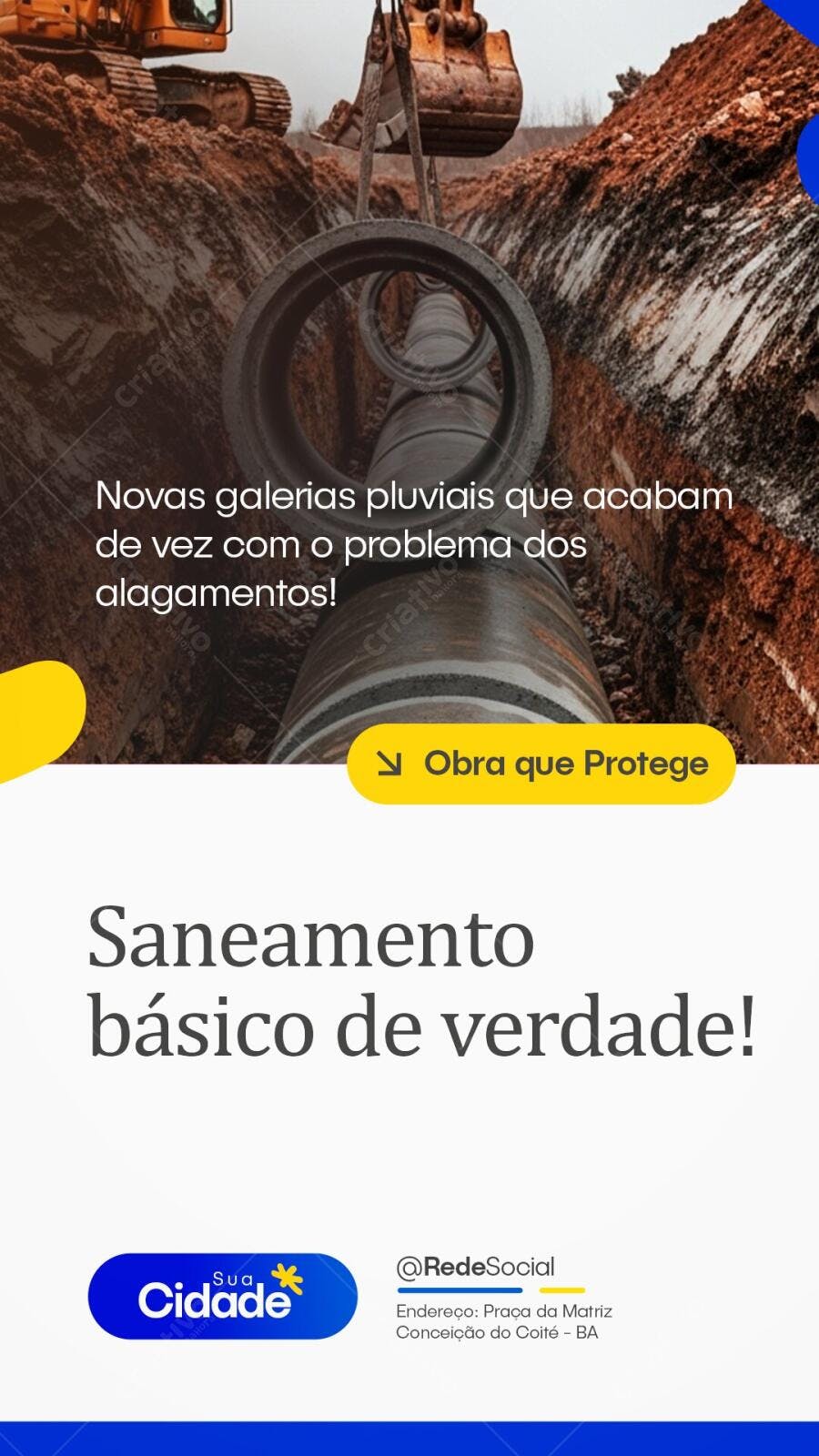 Story Instagram Saneamento Básico Obras PSD Editável