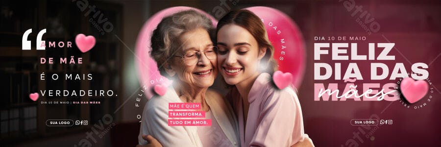 Banner Dia das Mães Maio Família Amor PSD Editável