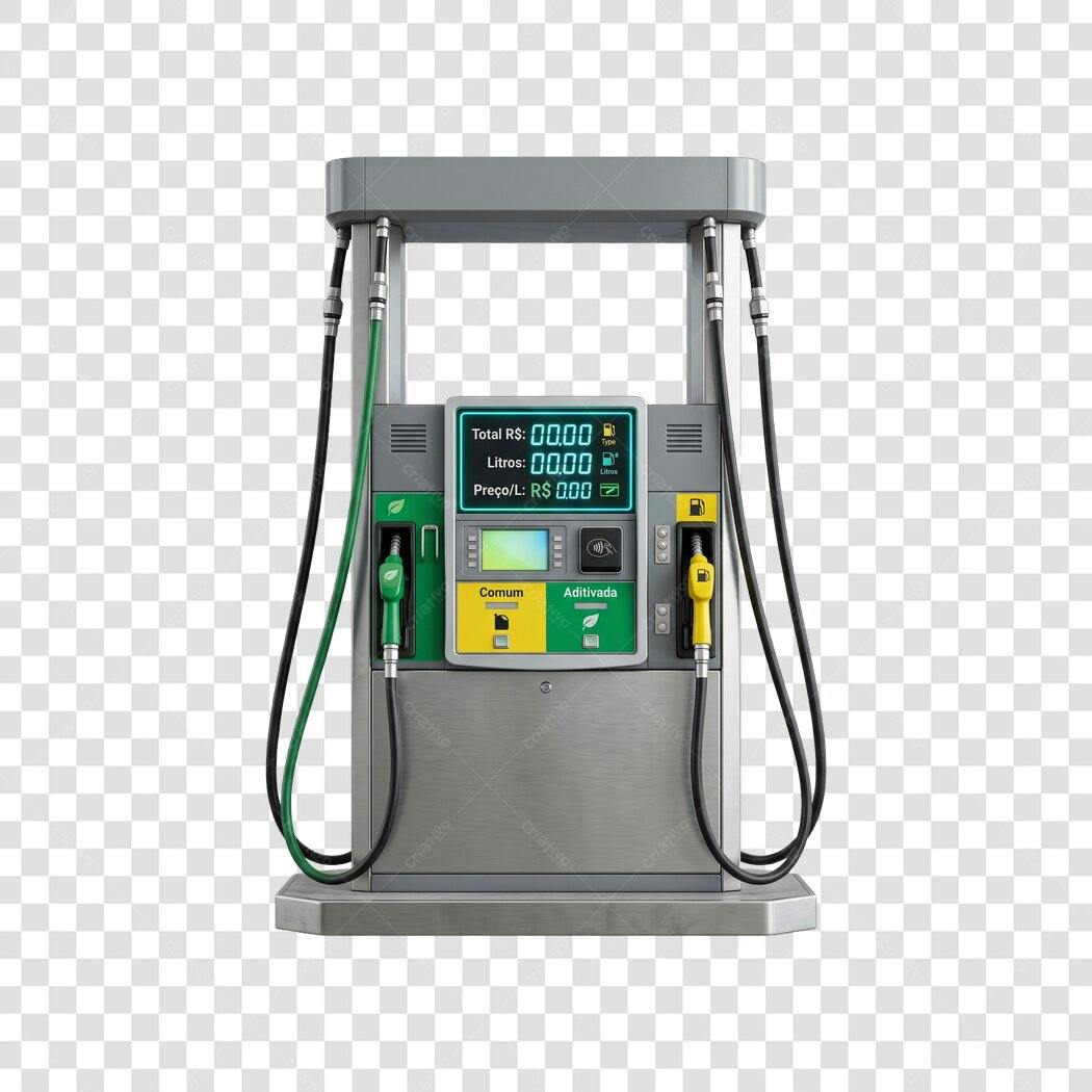 Elemento 3D Bomba de Combustível Posto Gasolina PNG Fundo Transparente