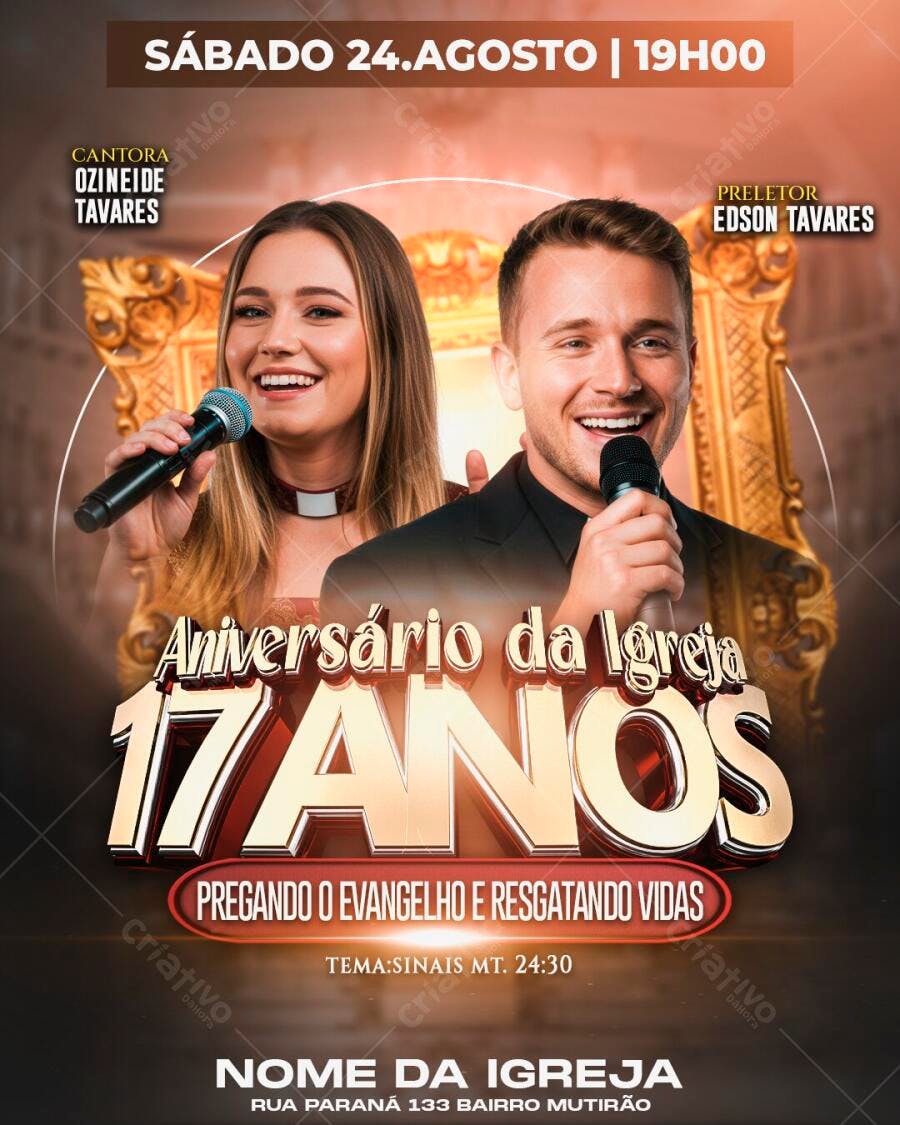 Flyer Aniversário da Igreja Evangélica PSD Editável