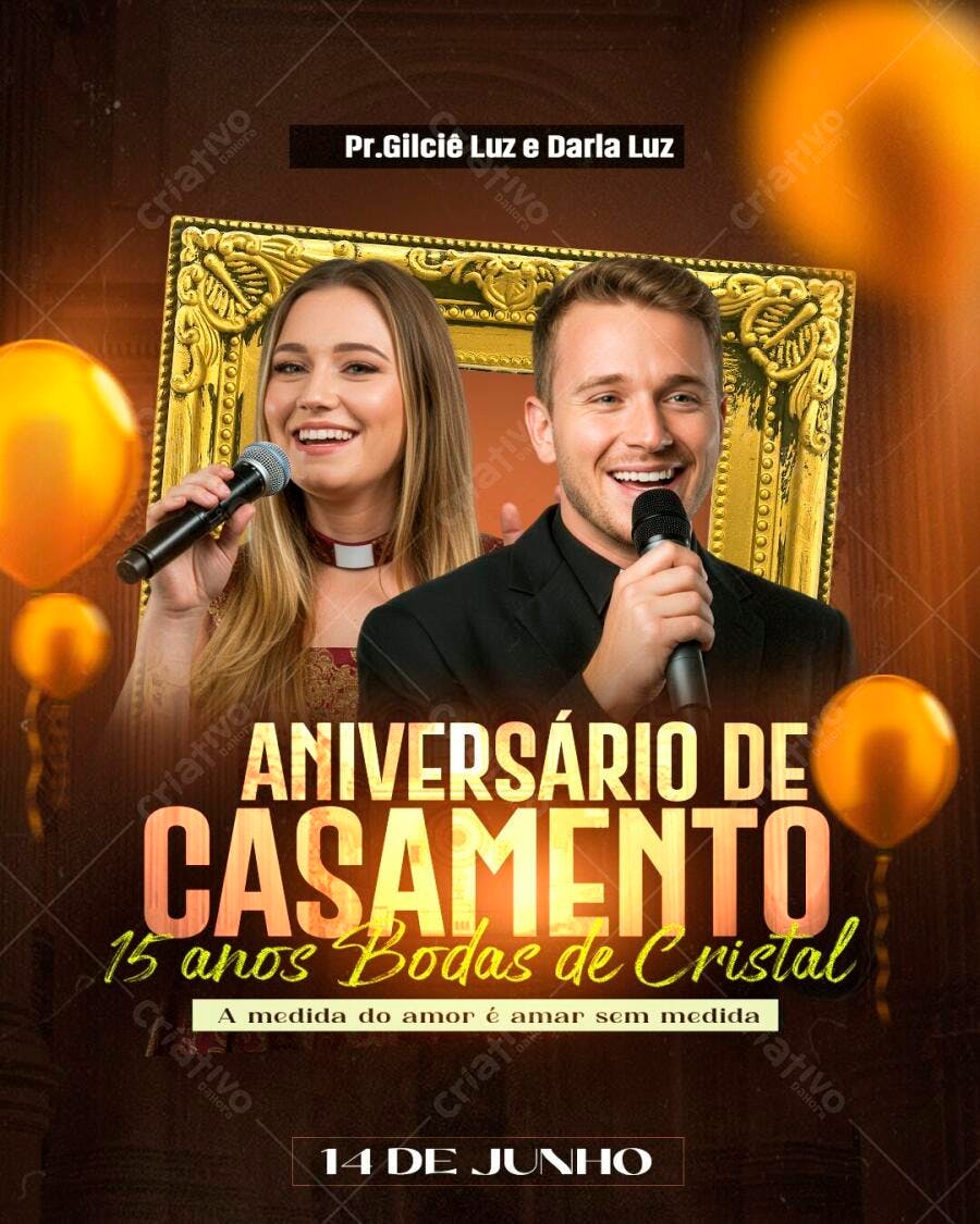 Flyer Aniversário de Casamento Bodas de Cristal PSD Editável