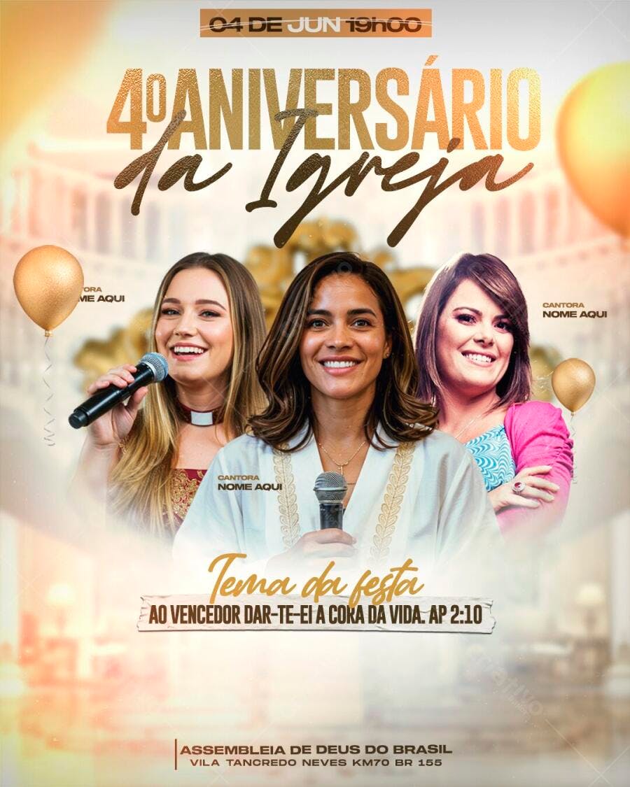 Flyer Aniversário Igreja Evangélica PSD Editável