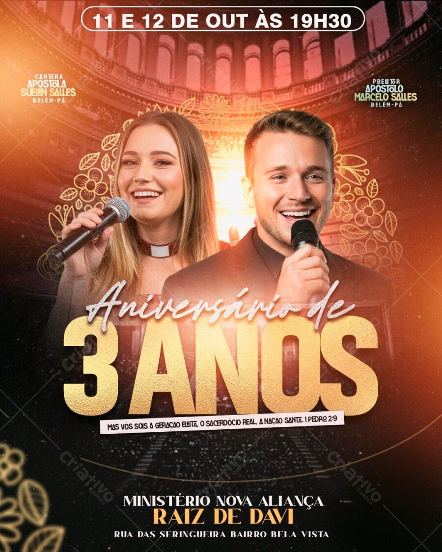 Flyer Aniversário Igreja Outubro PSD Editável
