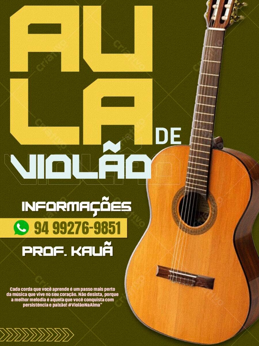 Flyer Aula de Violão Música Instrumentos PSD Editável