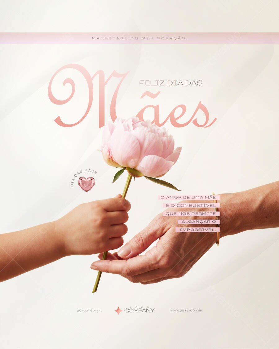 Flyer Dia das Mães Flor Rosa Delicado PSD Editável