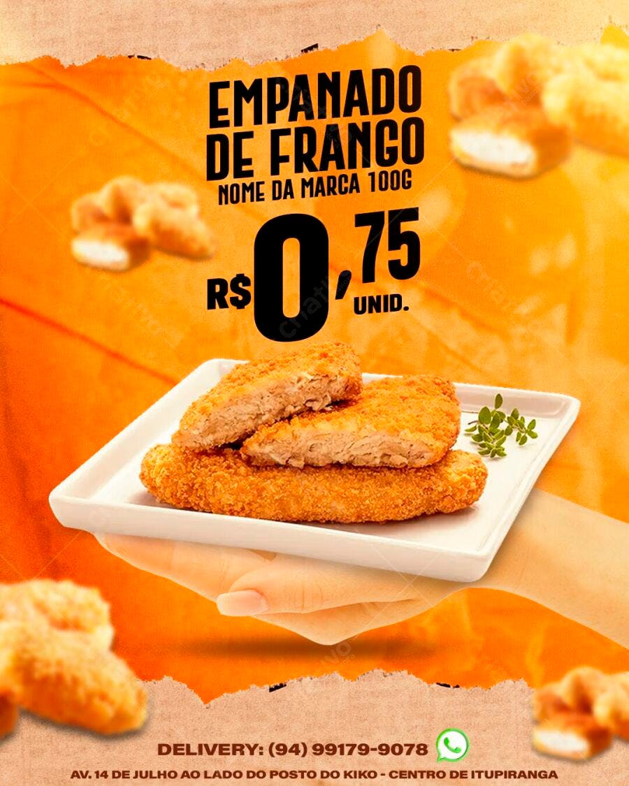 Flyer Empanado de Frango Lanchonete PSD Editável