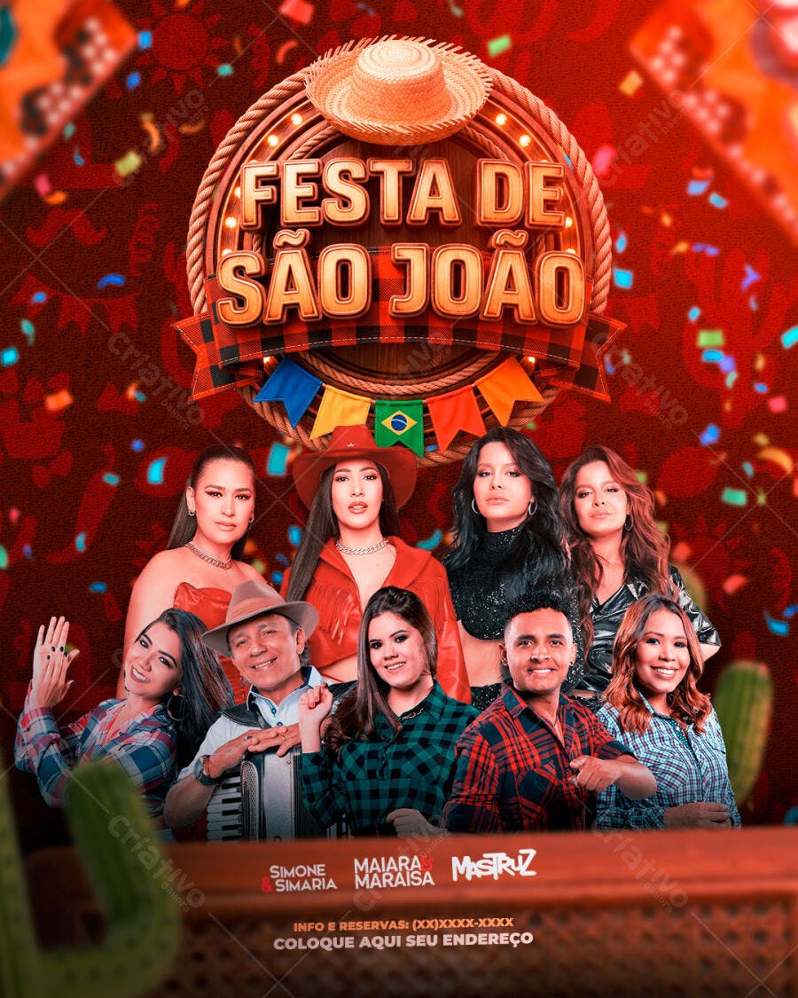 Flyer Festa de São João Junho Arraial PSD Editável