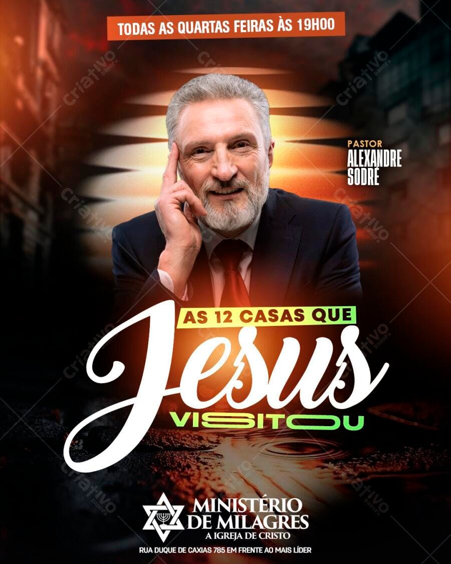 Flyer Igreja Evangélica Culto Religioso PSD Editável