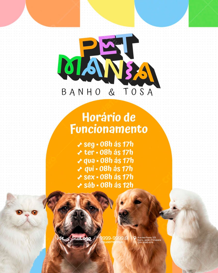 Flyer Pet Shop Banho e Tosa Horário PSD Editável
