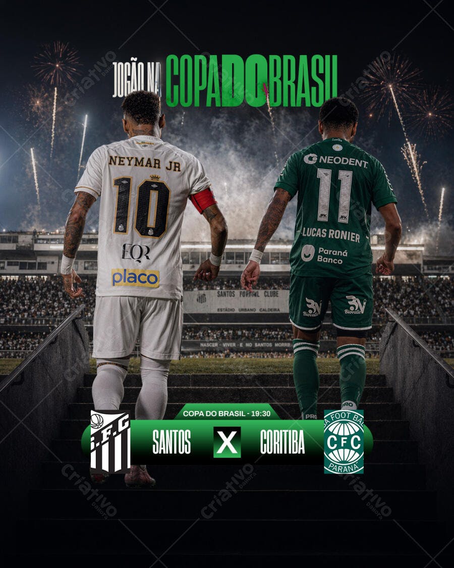 Post Copa do Brasil Santos x Coritiba Futebol PSD Editável
