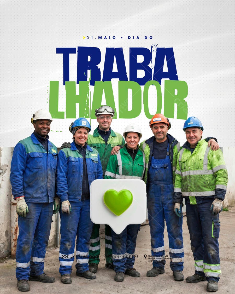 Post Dia do Trabalhador 1 de Maio PSD Editável