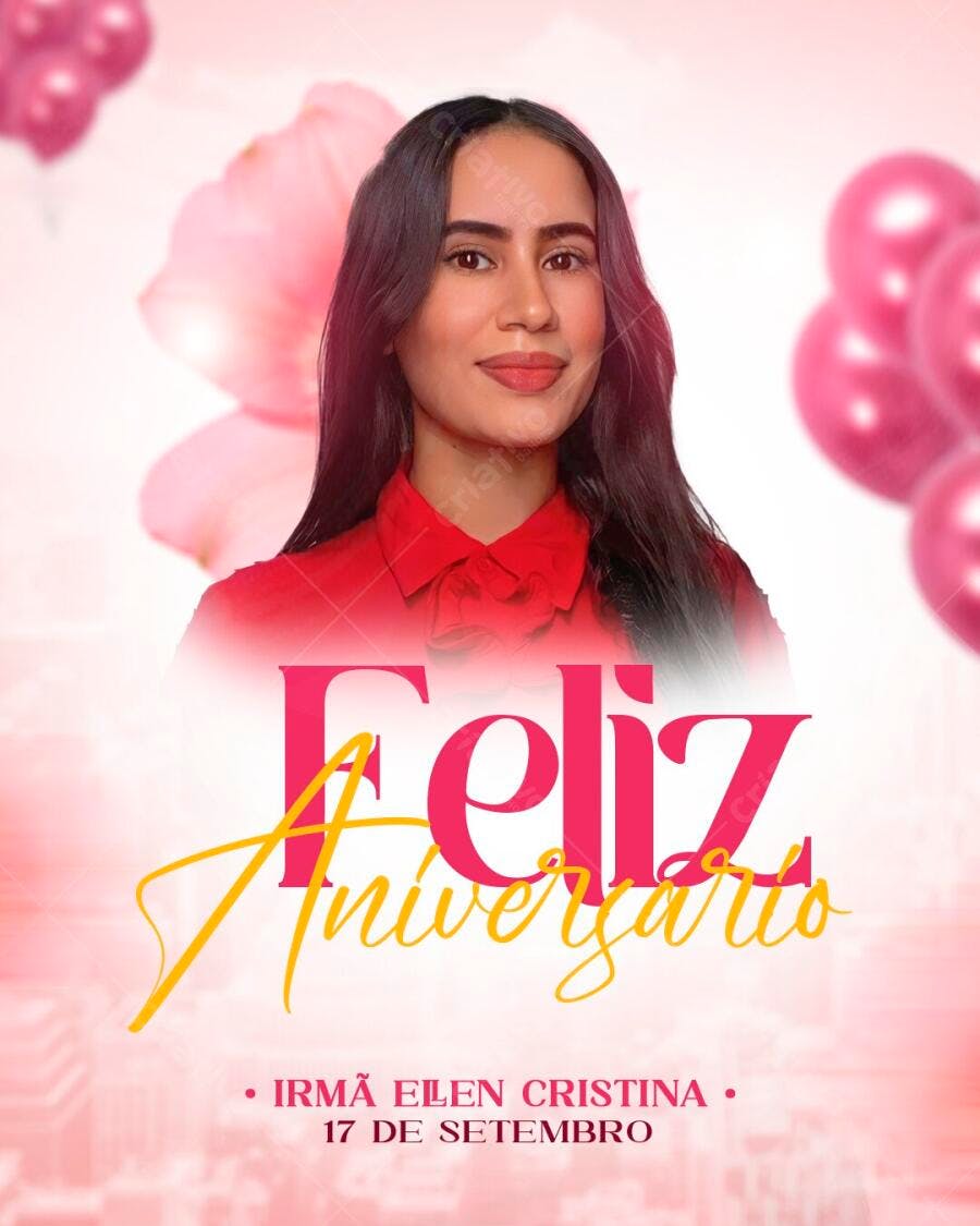 Post Instagram Aniversário Feminino Rosa PSD Editável