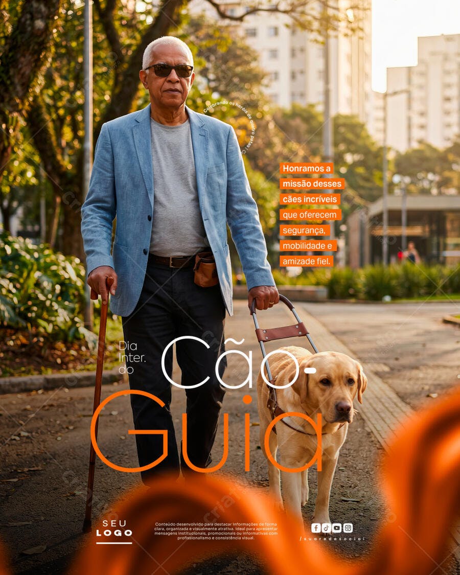 Post Instagram Dia Internacional Cão Guia PSD Editável