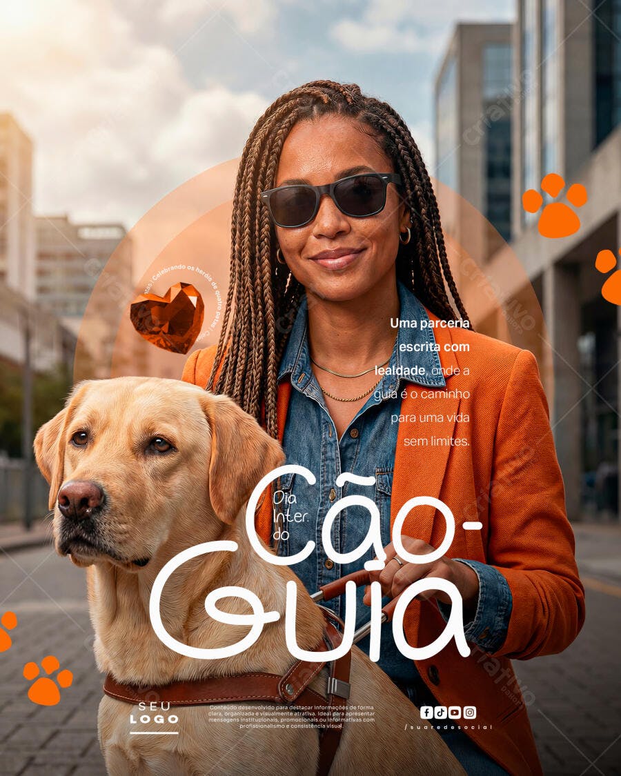 Post Instagram Dia Internacional do Cão-Guia PSD Editável