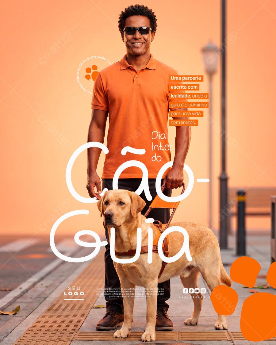 Post Instagram Dia Internacional do Cão-Guia PSD Editável