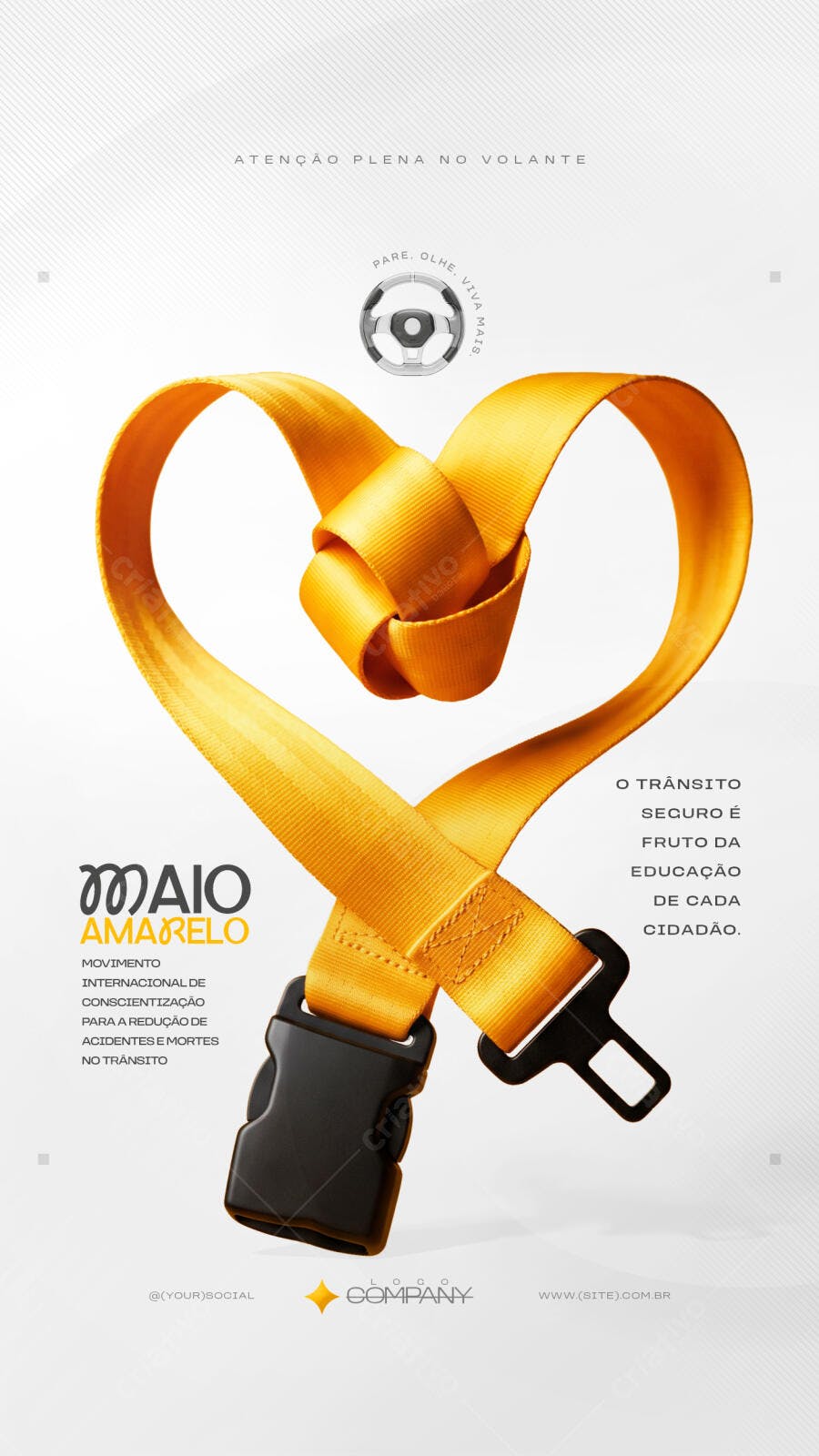 Post Instagram Maio Amarelo Conscientização PSD Editável