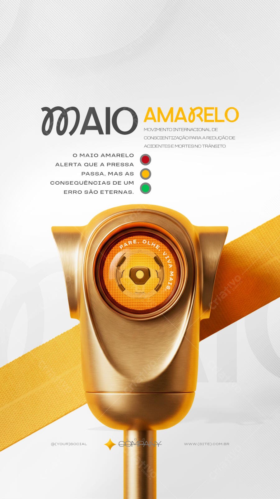 Post Instagram Maio Amarelo Conscientização Trânsito PSD Editável