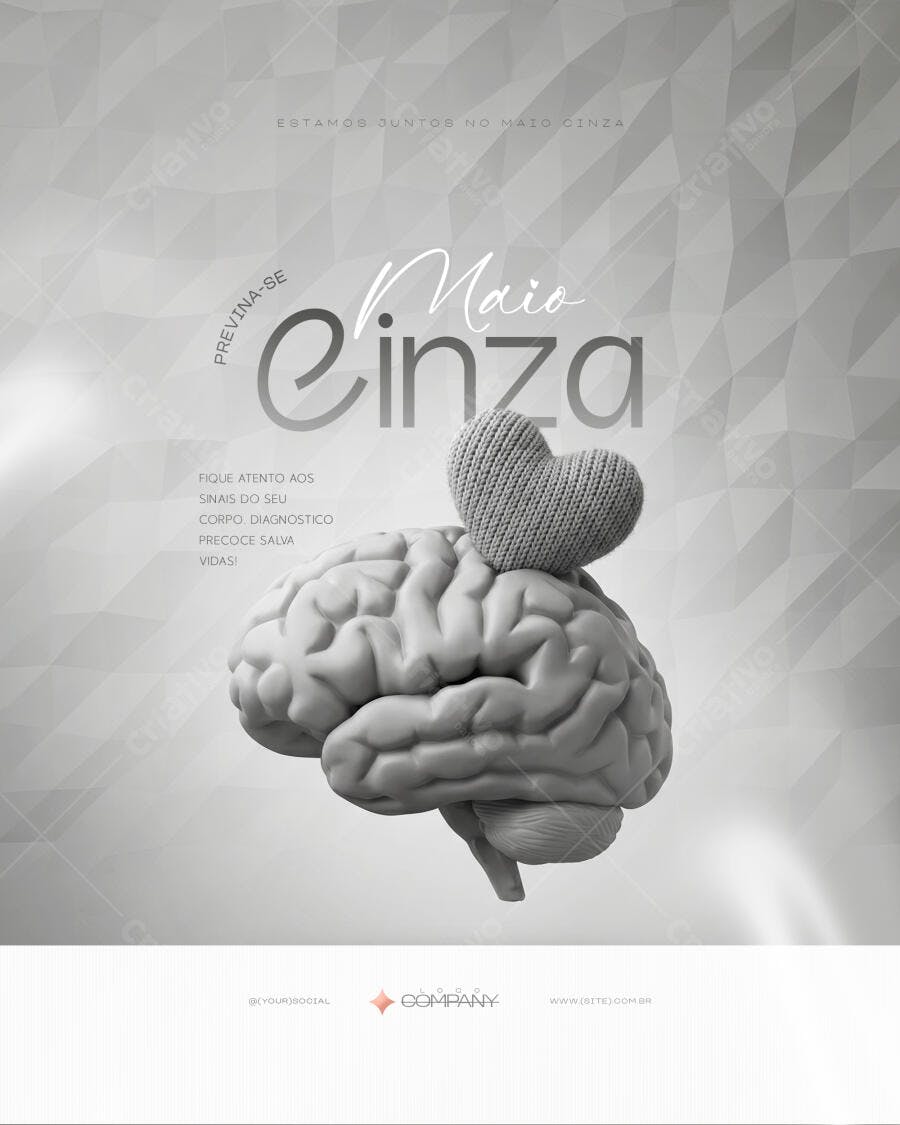 Post Instagram Maio Cinza Saúde Mental PSD Editável