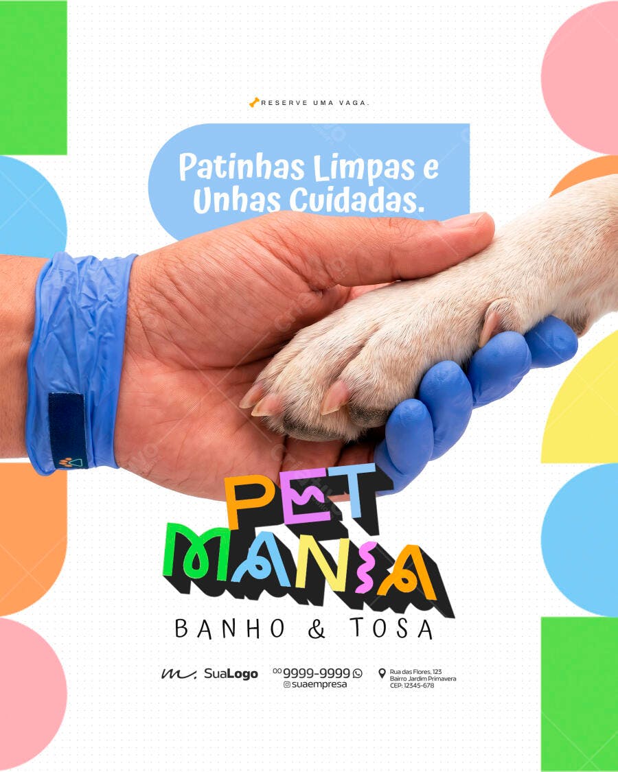 Post Instagram Pet Shop Banho e Tosa PSD Editável