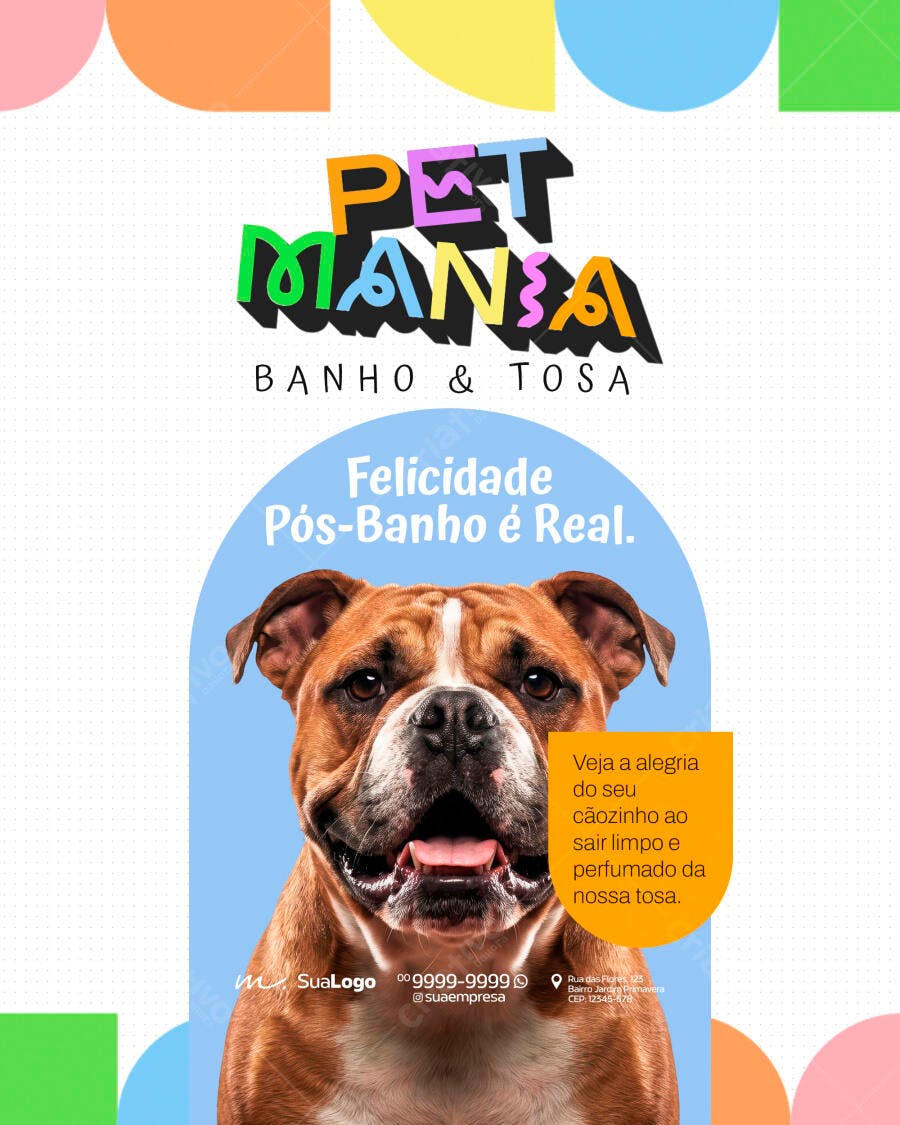 Post Instagram Pet Shop Banho e Tosa PSD Editável