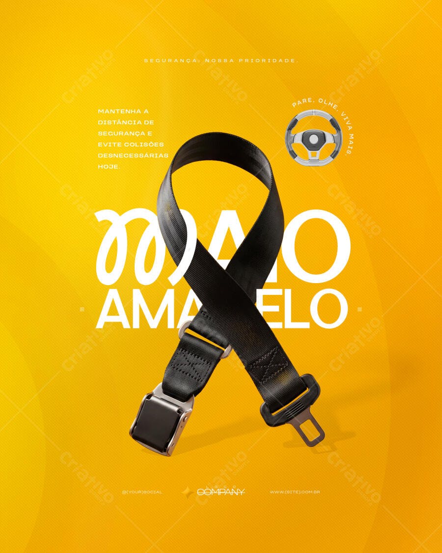 Post Maio Amarelo Cinto de Segurança PSD Editável