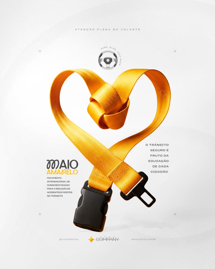 Post Maio Amarelo Conscientização Trânsito PSD Editável