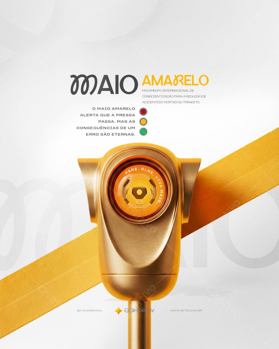 Post Maio Amarelo Conscientização Trânsito PSD Editável
