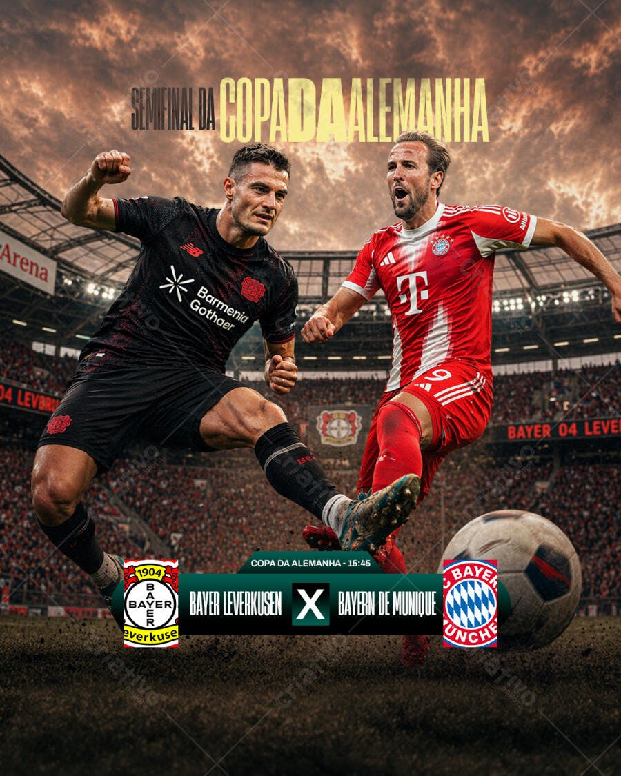 Post Social Media Semifinal Copa da Alemanha Futebol PSD Editável