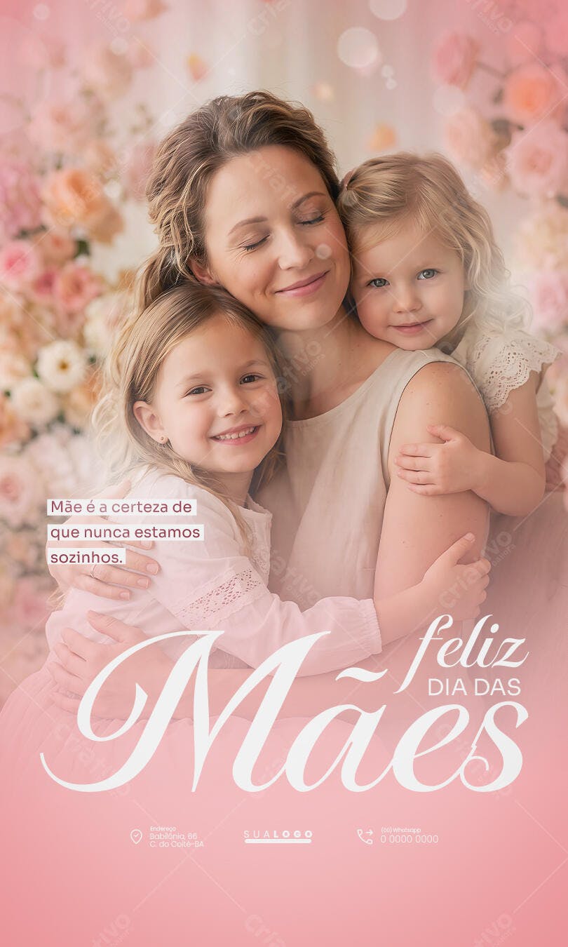 Story Dia das Mães Família Rosas PSD Editável