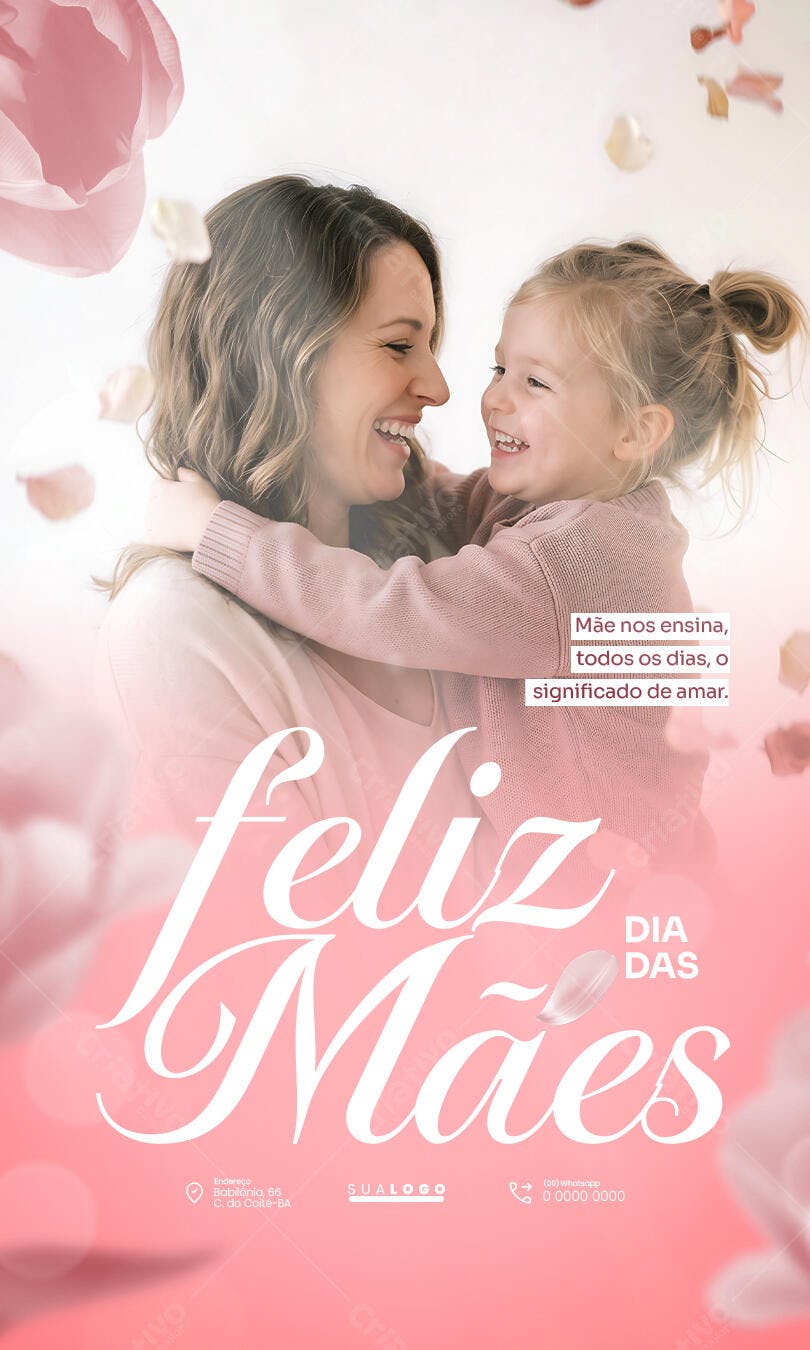 Story Dia das Mães Família Rosas PSD Editável