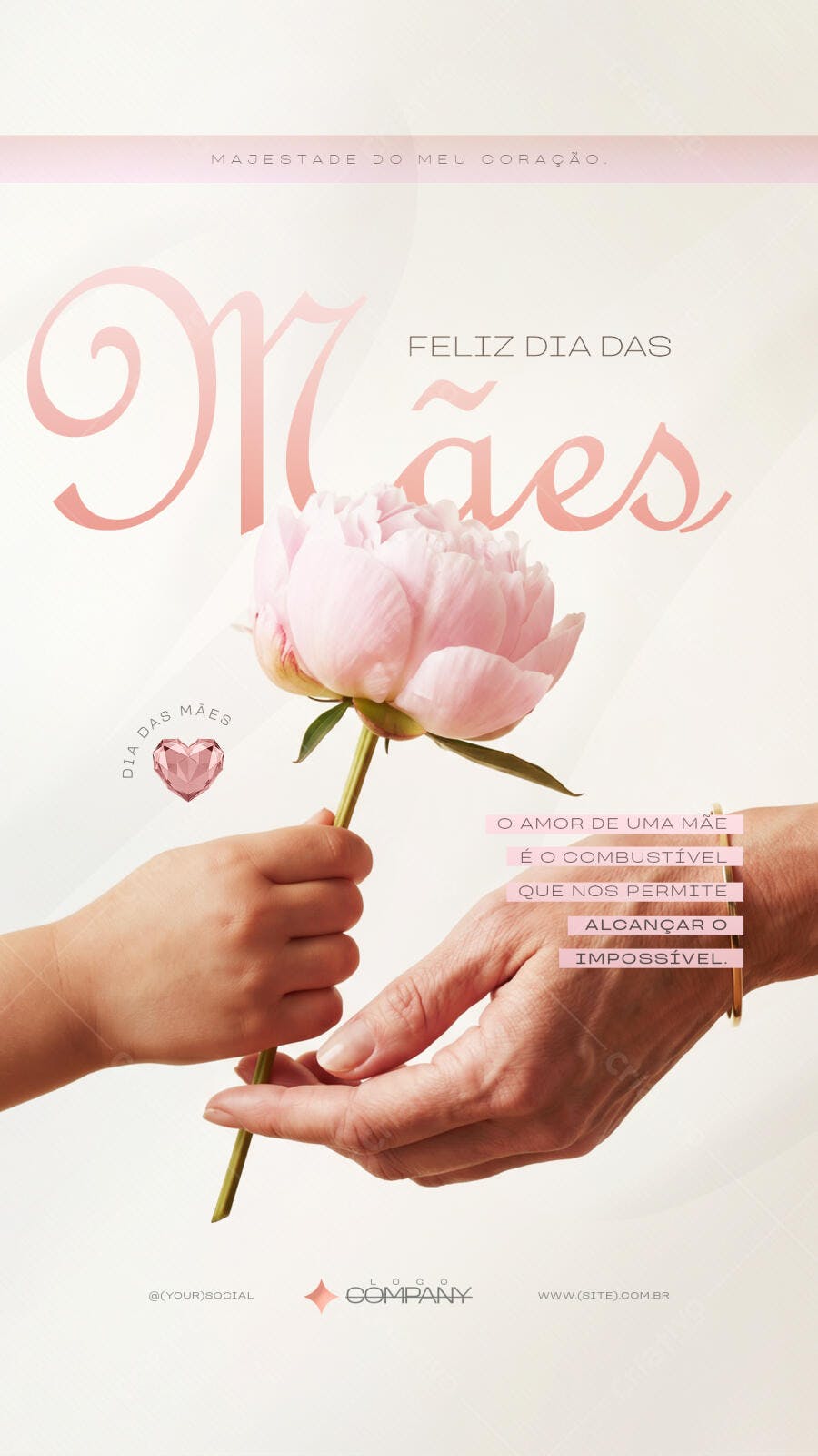 Story Dia das Mães Flor Rosa Delicado PSD Editável