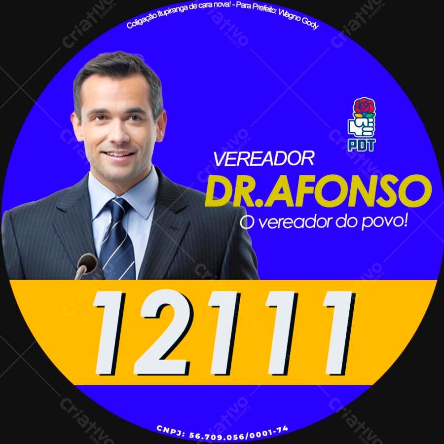 Adesivo Campanha Política Vereador Dr Afonso PSD Editável