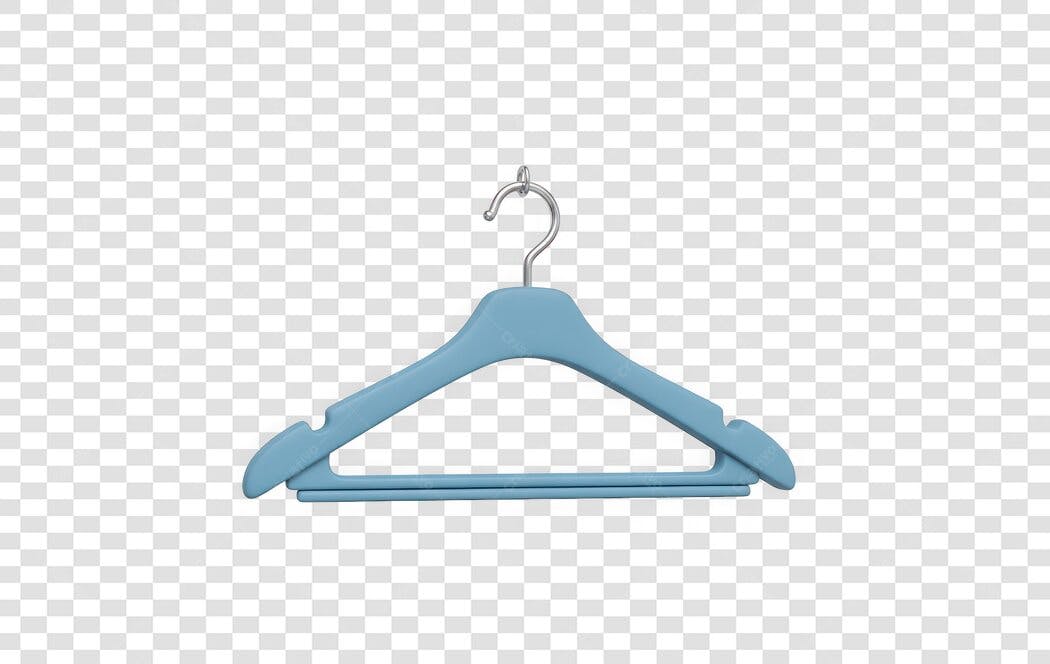 Elemento 3D Cabide Azul Roupa PNG Fundo Transparente