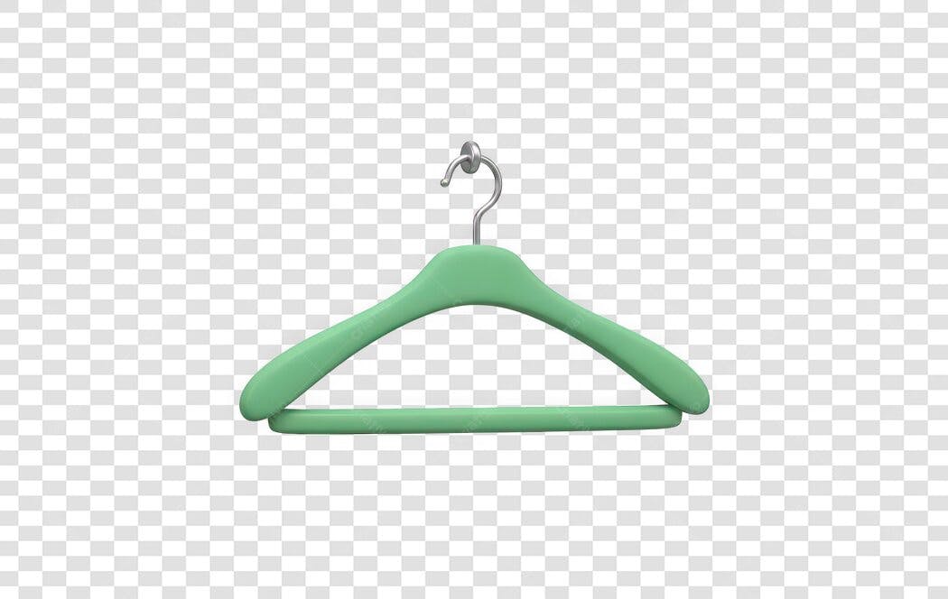 Elemento 3D Cabide Verde Roupas Moda PNG Fundo Transparente