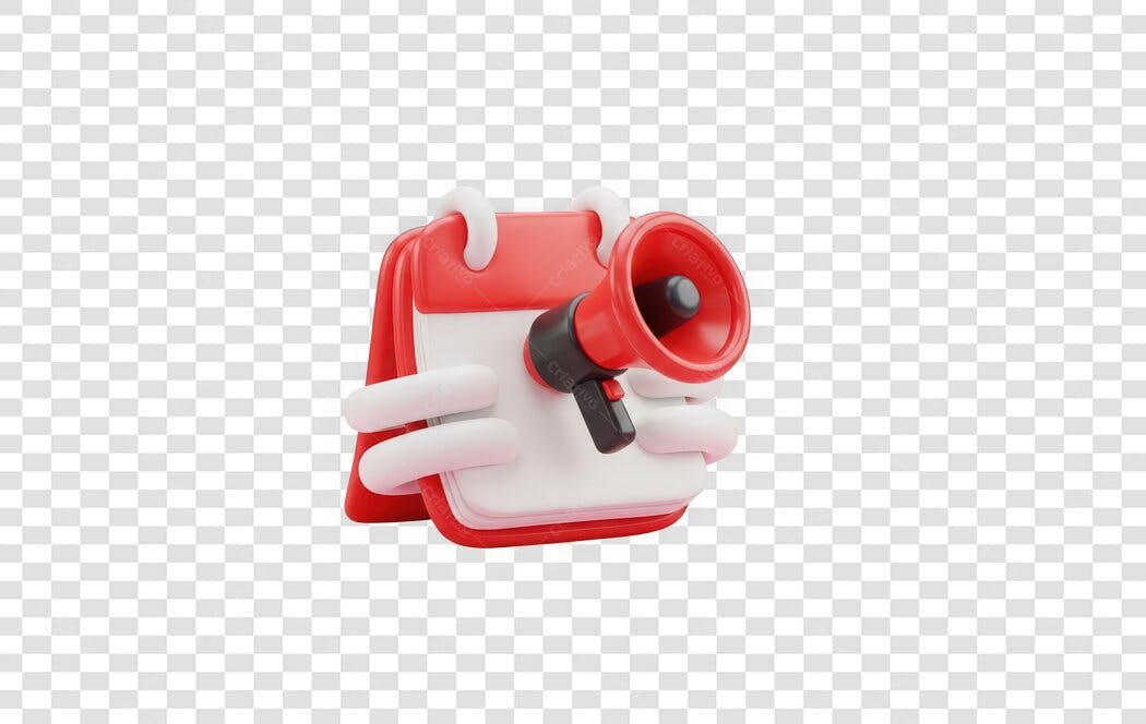 Elemento 3D Calendário Megafone Marketing PNG Fundo Transparente