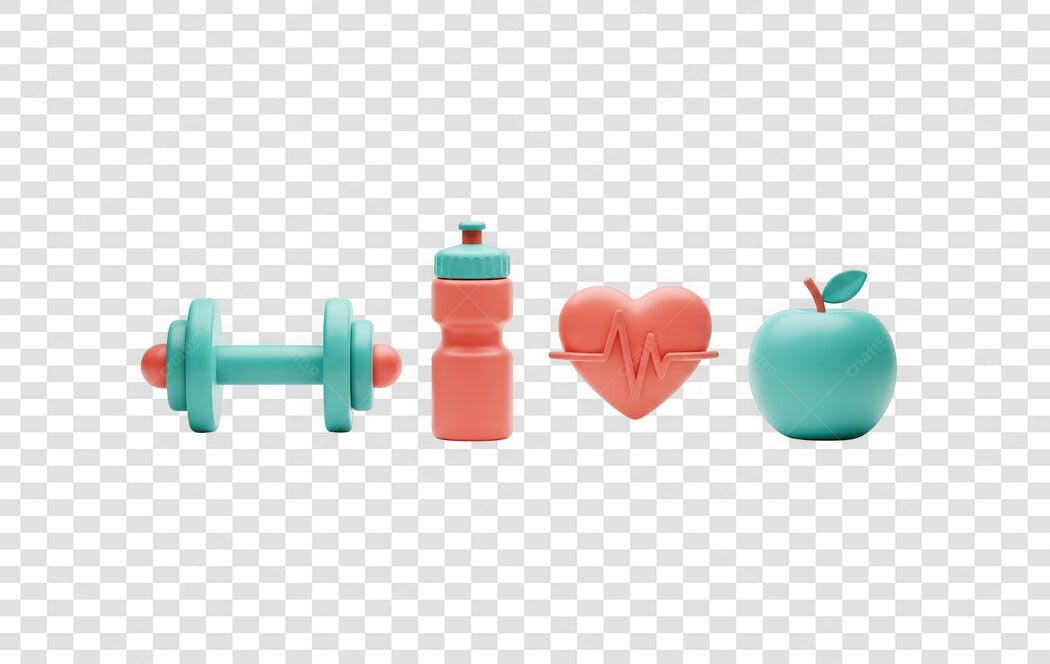 Elemento 3D Fitness Academia Saúde PNG Fundo Transparente