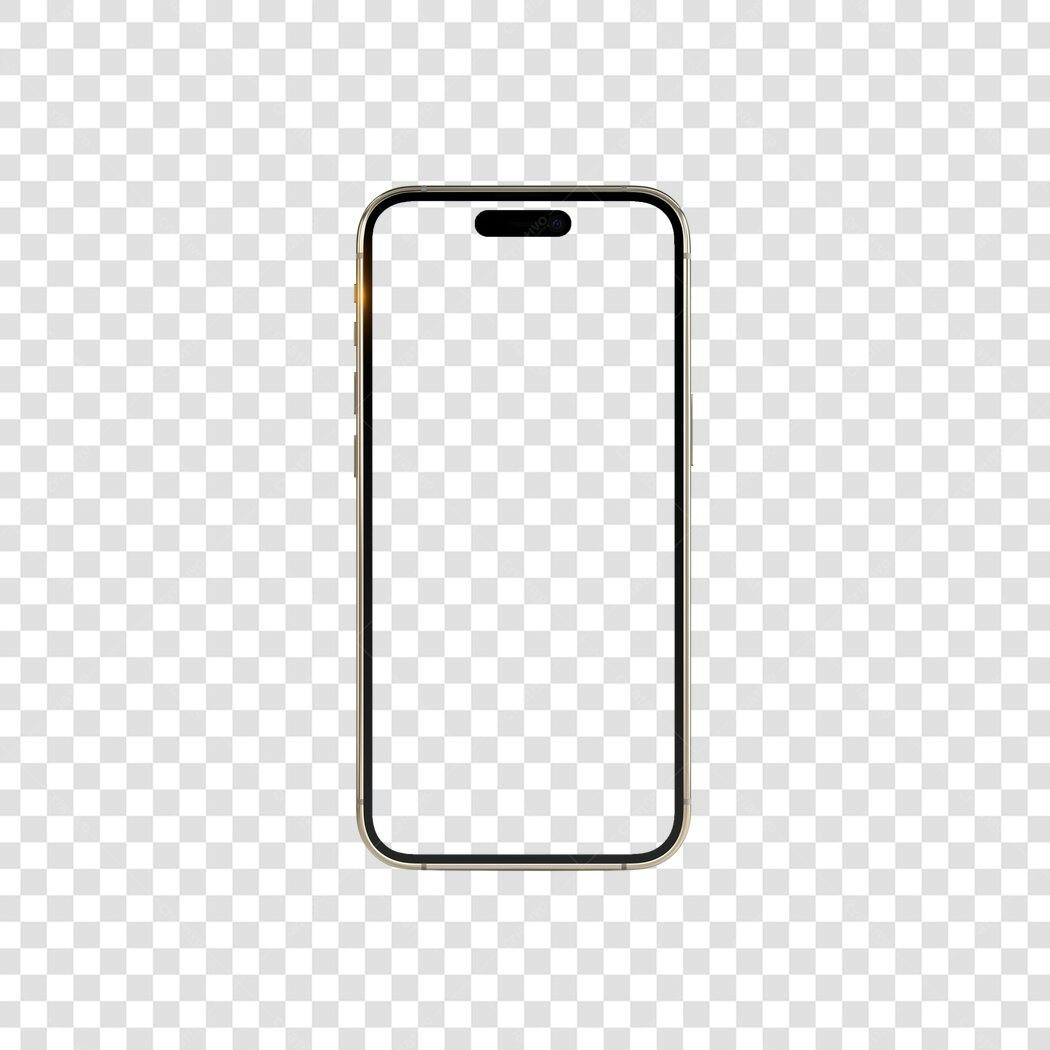 Elemento 3D iPhone 14 Pro Max Borda Dourada PNG Fundo Transparente