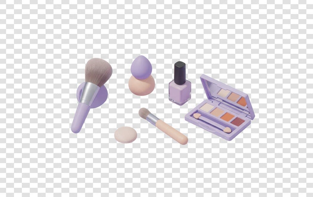Elemento 3D Maquiagem Cosméticos Lilás PNG Fundo Transparente