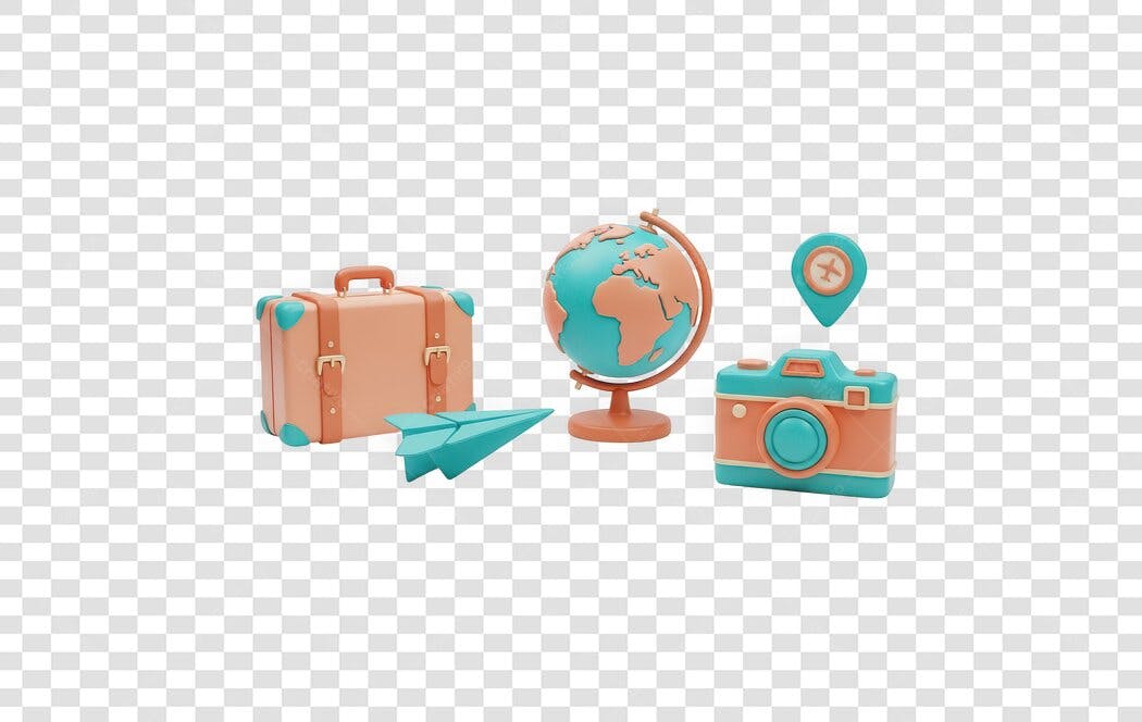 Elemento 3D Viagem Férias Verão PNG Fundo Transparente