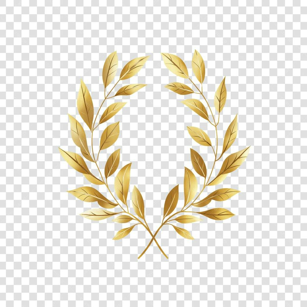 Elemento Decorativo Coroa de Louros Dourada PNG Fundo Transparente