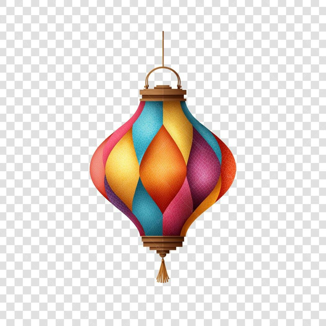 Elemento Decorativo Lanterna Árabe Colorida PNG Fundo Transparente