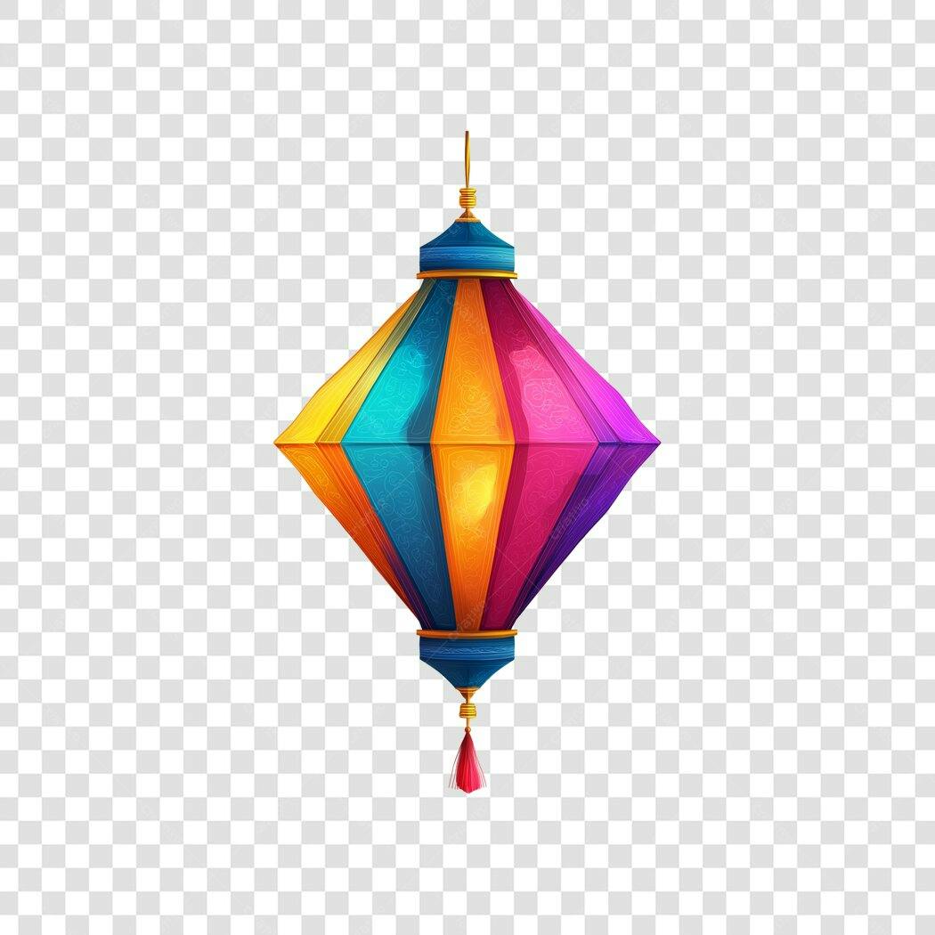 Elemento Decorativo Lanterna Colorida Festa Junina PNG Fundo Transparente