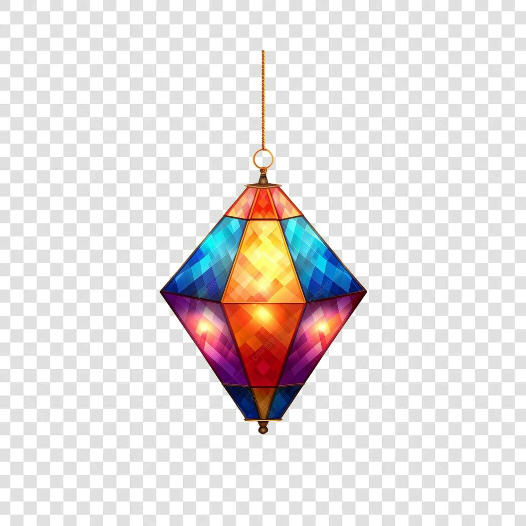 Elemento Decorativo Lanterna Ramadã Colorida PNG Fundo Transparente