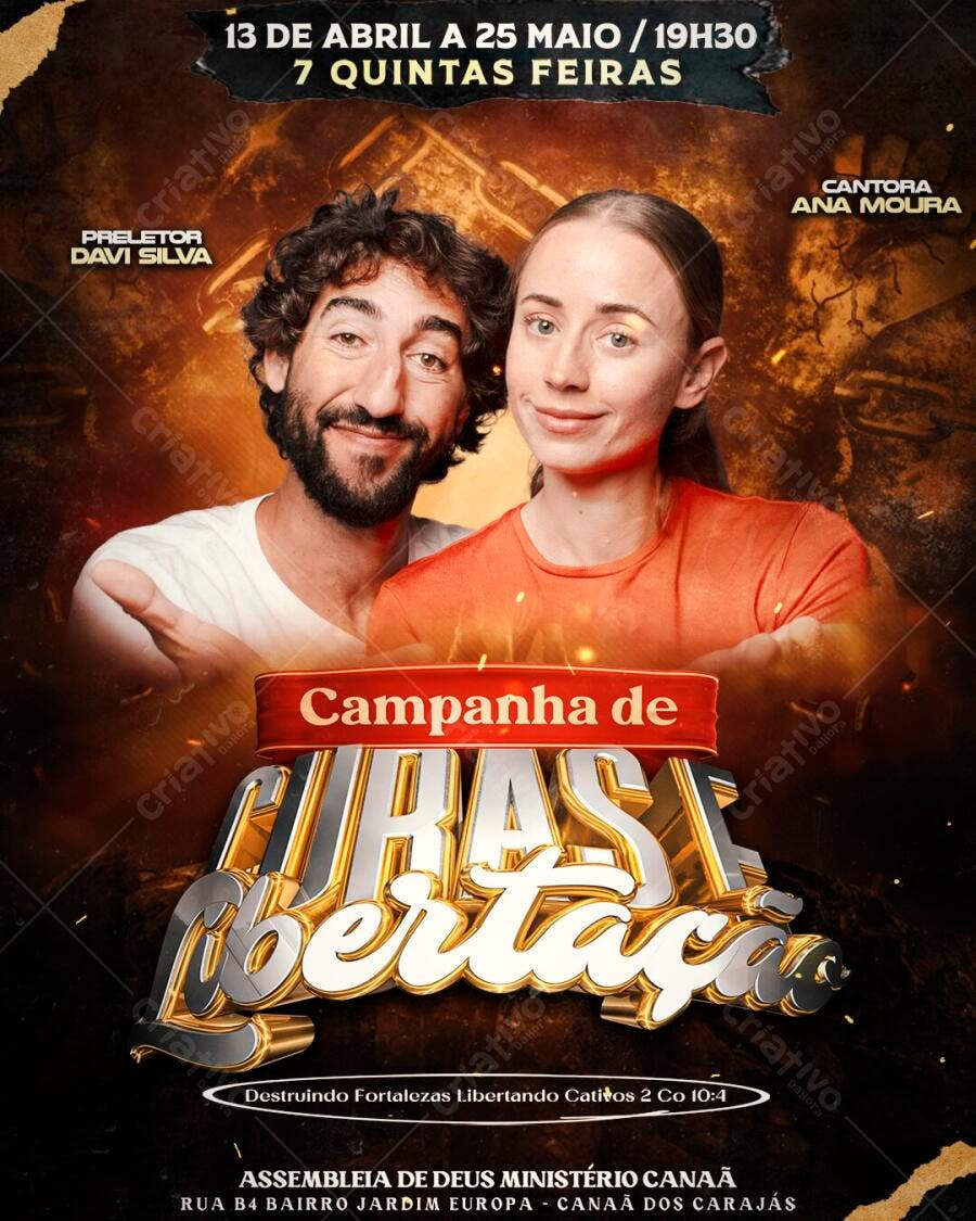 Flyer Campanha de Curas e Libertações Igreja PSD Editável