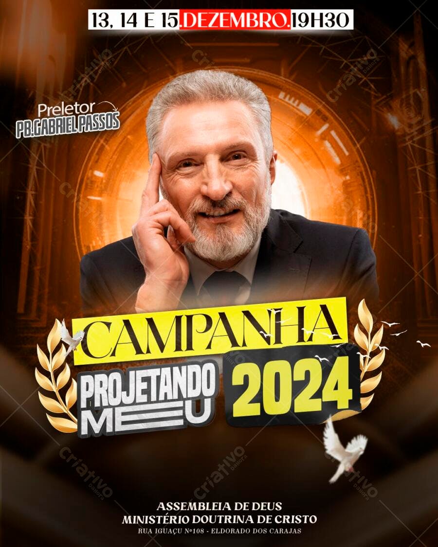 Flyer Campanha Projetando Meu 2024 Igreja PSD Editável