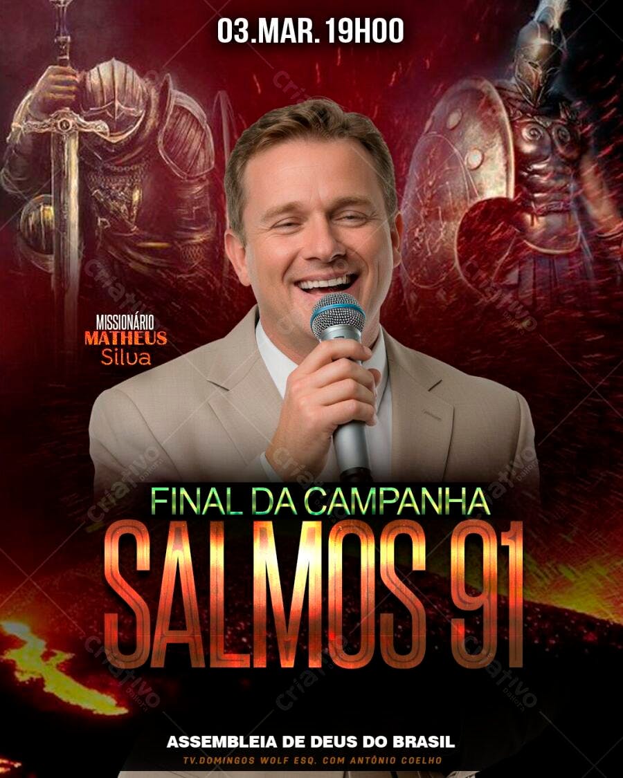 Flyer Campanha Salmos 91 Igreja Evangélica PSD Editável