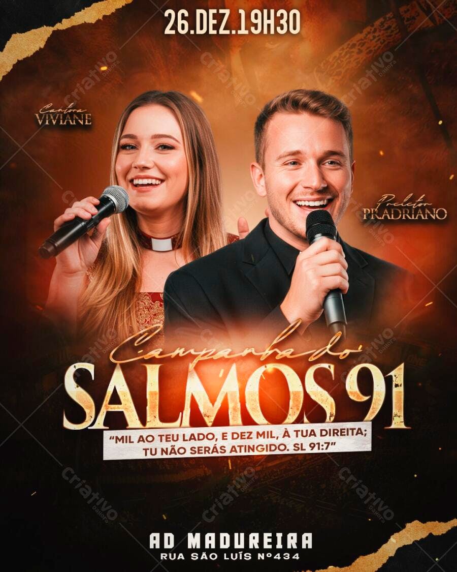 Flyer Campanha Salmos 91 Igreja Evangélica PSD Editável