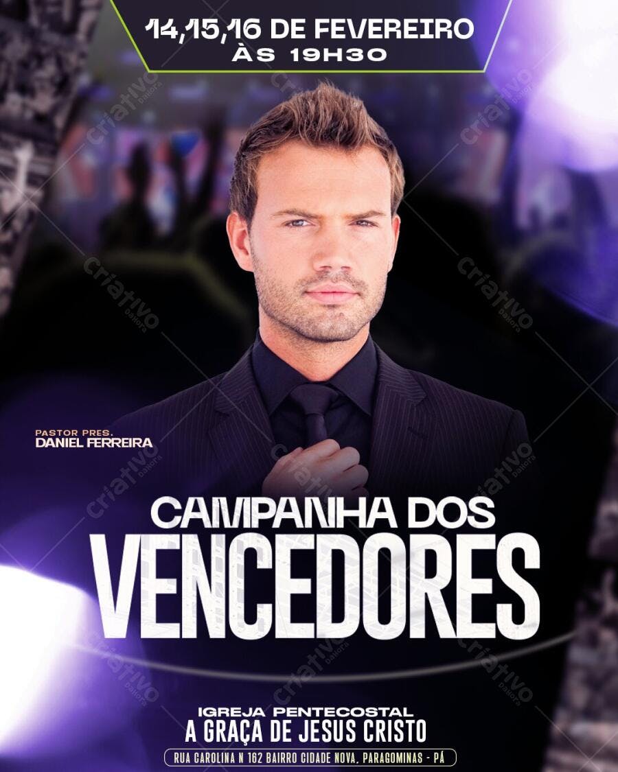 Flyer Campanha Vencedores Igreja Pentecostal PSD Editável