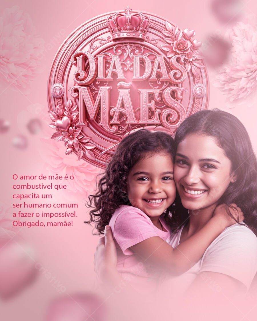 Flyer Dia das Mães Coroa Rosas PSD Editável